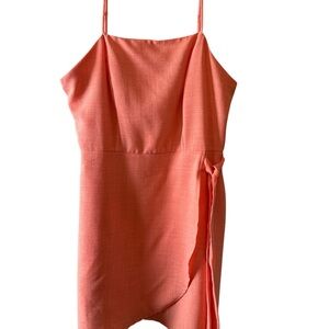 Altard State Dress Orange Sleeveless Wrap Midi Lined Tie Side Adjustable Straps
